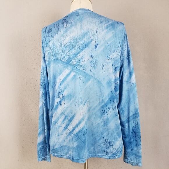 Habit Realtree Fishing Azure Blue Long Sleeve Shirt Mens Medium UPF 40+ Outdoor - Picture 6 of 16